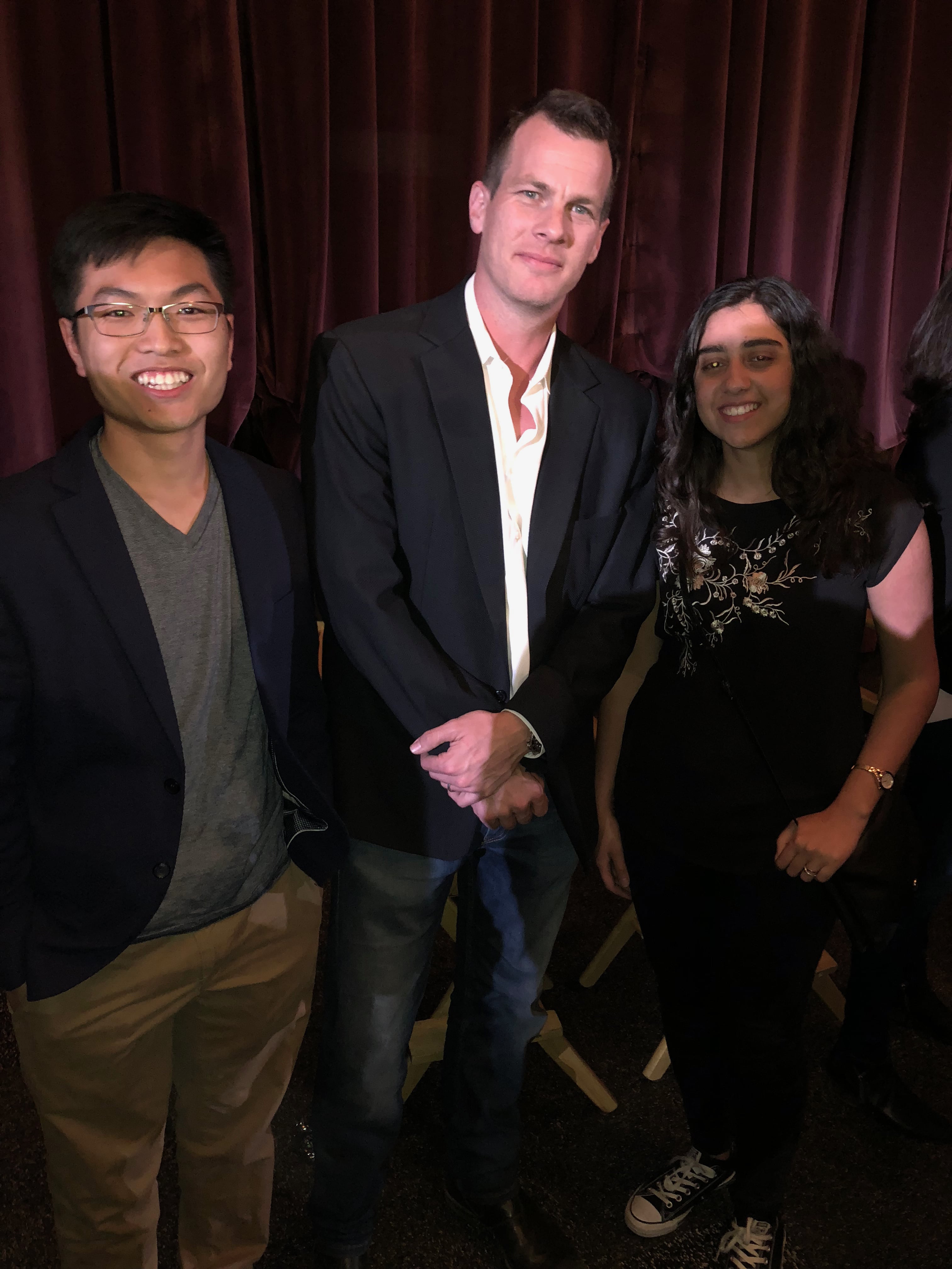 Jonathan Nolan, my friend Dalia, and a very starstruck me.