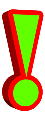 this is a spinning exclaimation mark with neon green inside and red outline
