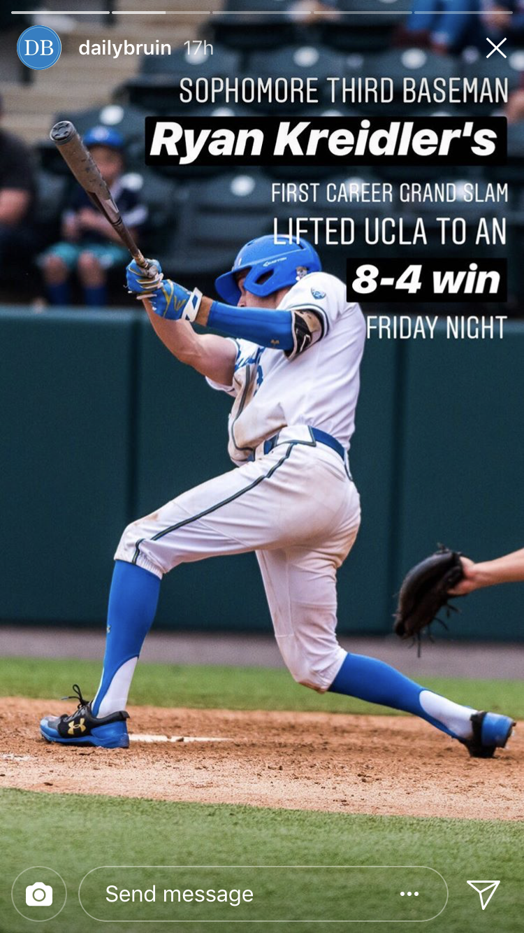 UCLA baseball v. Stanford Instagram Story