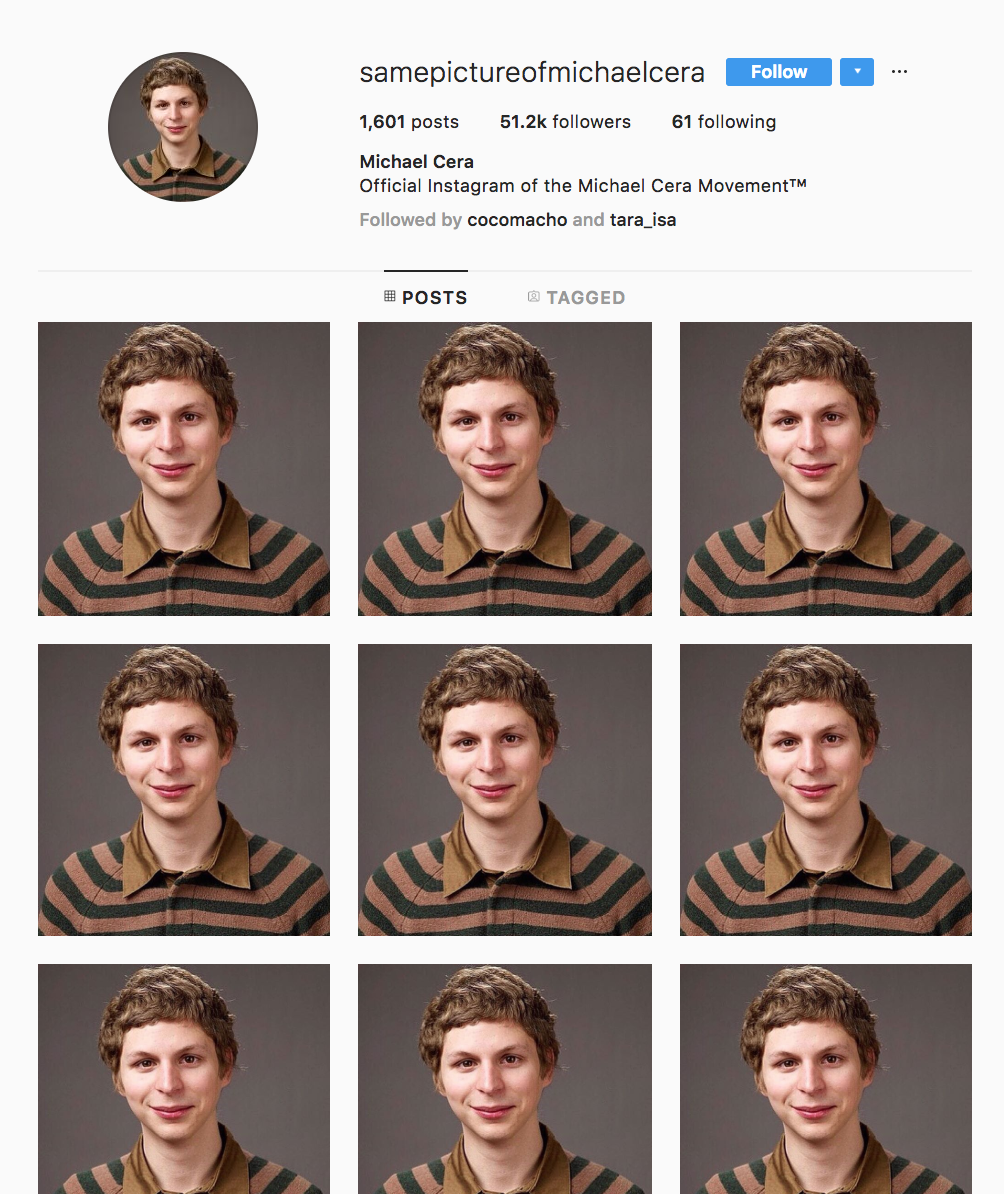 Same Picture of Michael Cera Instagram