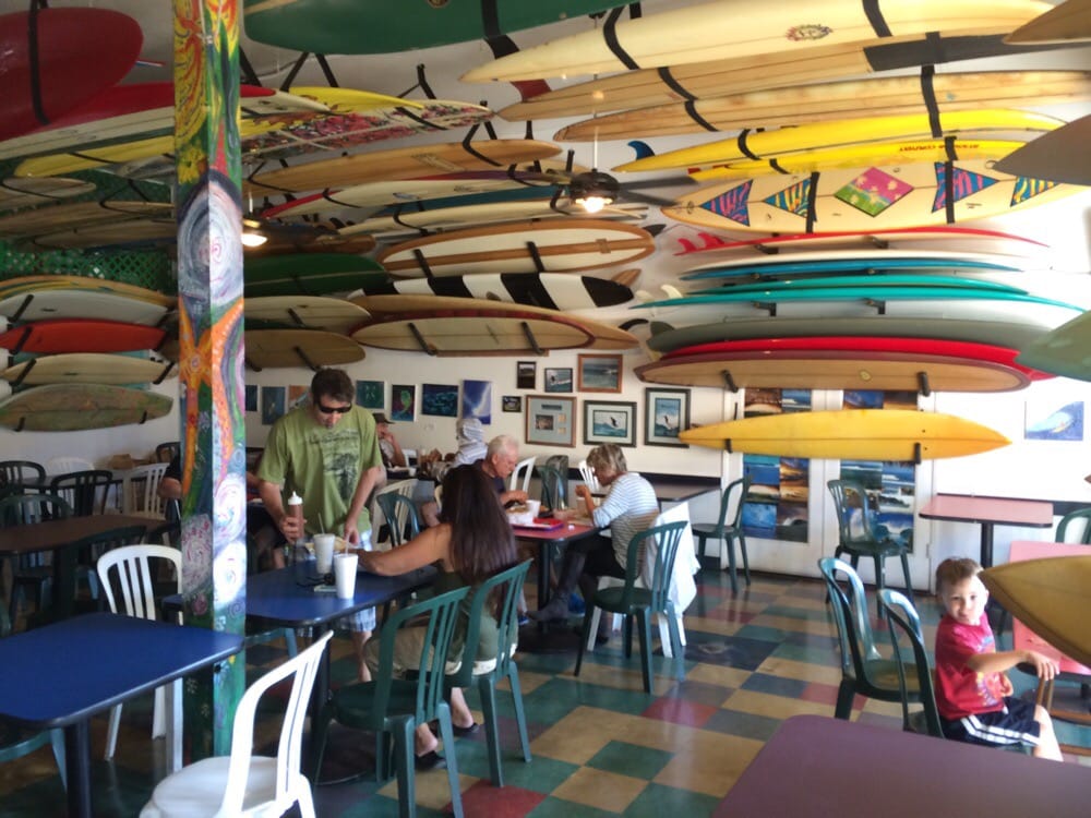 Taco Surf interior lined with surfboards