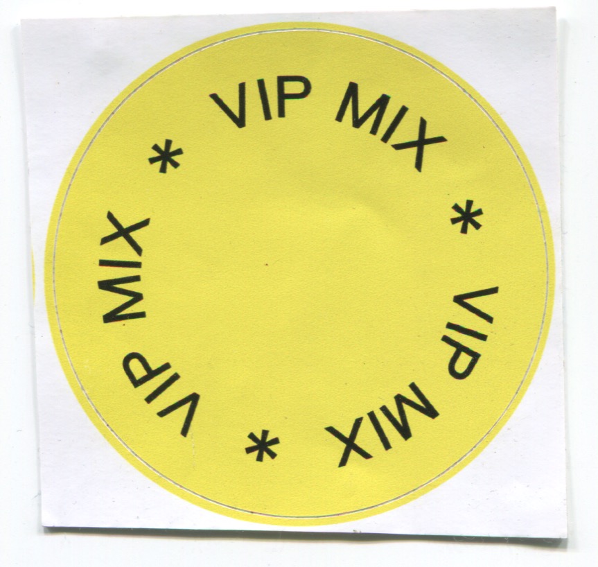 Edgy radio station sticker depicting the name of the station: VIP Mix.