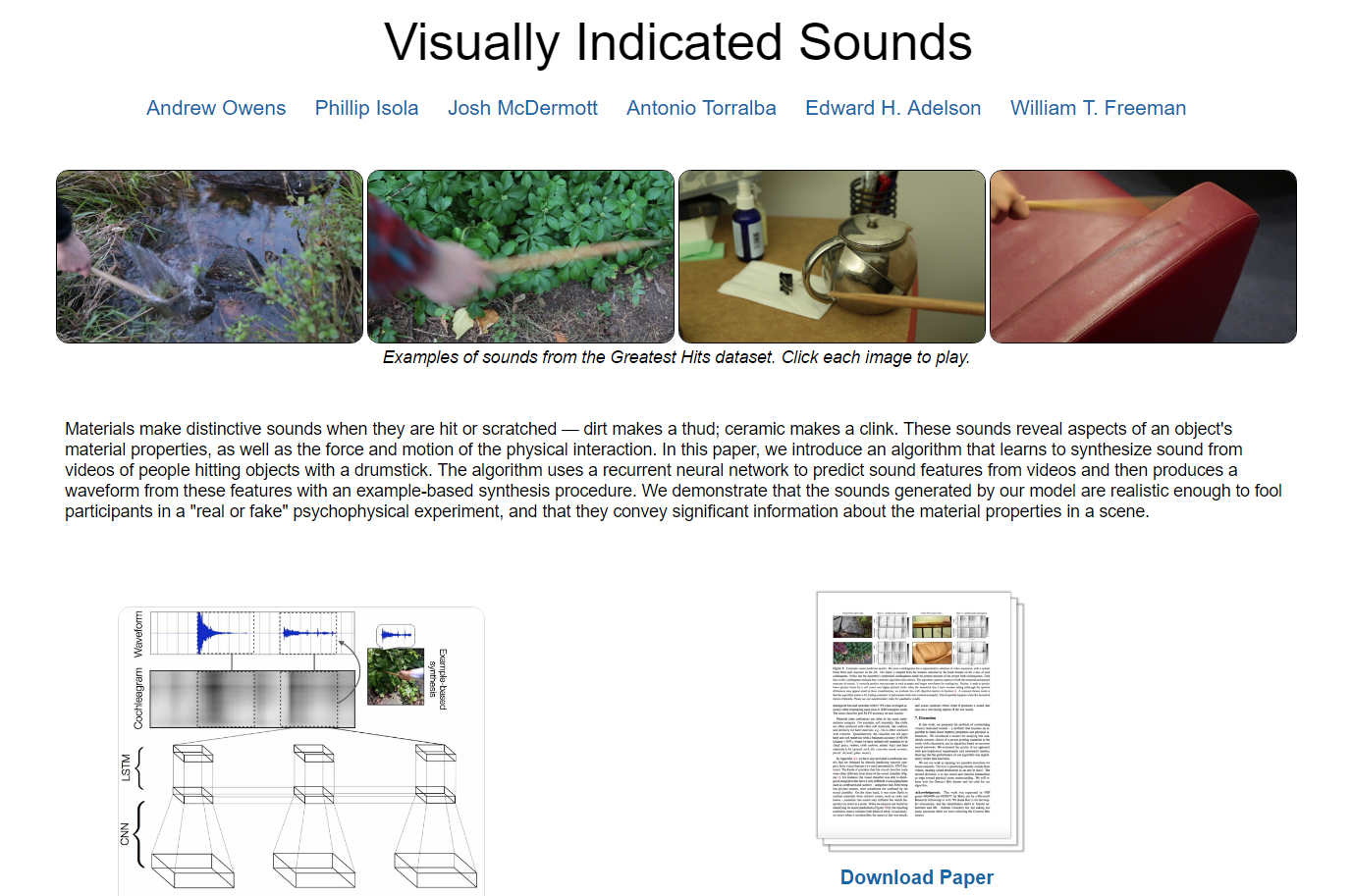 Visually Indicated Sound
